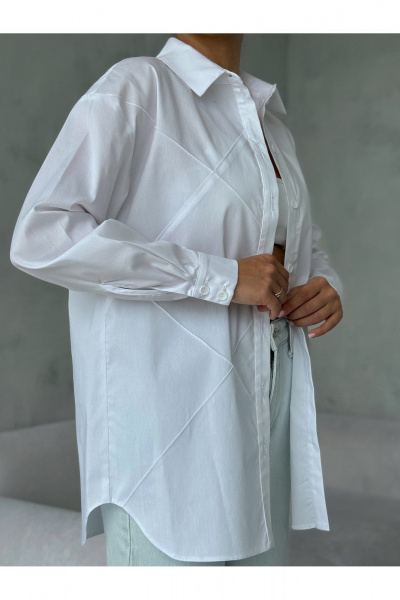 Блузка классическая с воротником и коротким рукавом для делового образа Dilana VIP 2061 белый - фото 5