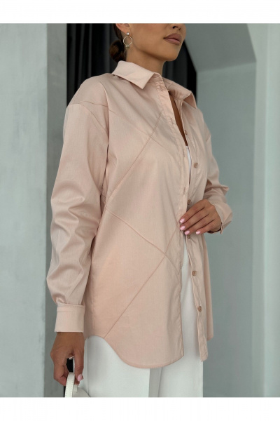 Блузка с воротником и рукавом рубашечного типа для офиса Dilana VIP 2061 пудра - фото 10
