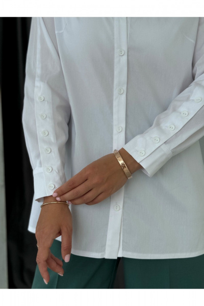 Блузка прямого силуэта с застежкой на планке и воротником-стойкой Dilana VIP 2062 белый - фото 15