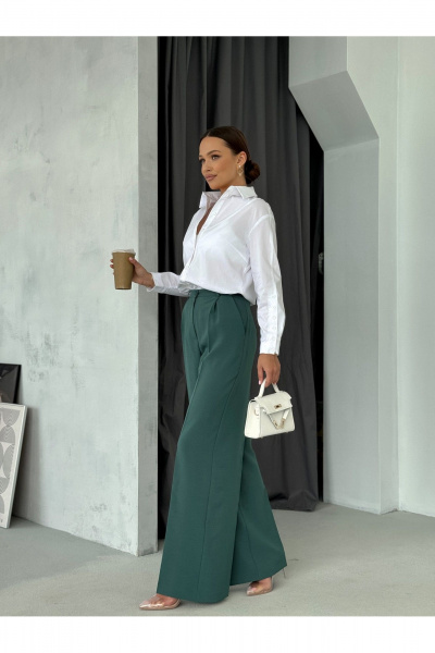 Блузка прямого силуэта с застежкой на планке и воротником-стойкой Dilana VIP 2062 белый - фото 14