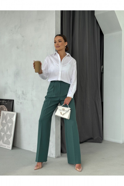 Блузка прямого силуэта с застежкой на планке и воротником-стойкой Dilana VIP 2062 белый - фото 13