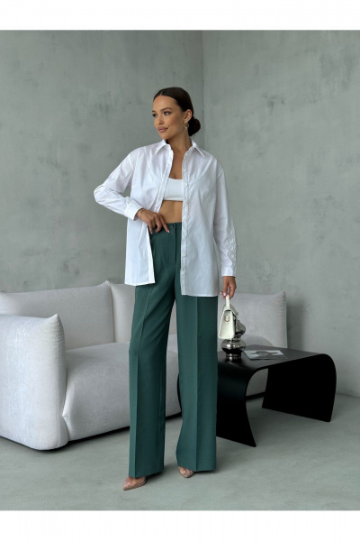 Блузка прямого силуэта с застежкой на планке и воротником-стойкой Dilana VIP 2062 белый - фото 12