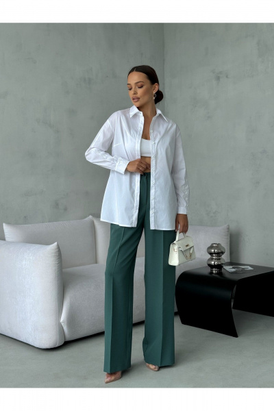 Блузка прямого силуэта с застежкой на планке и воротником-стойкой Dilana VIP 2062 белый - фото 11