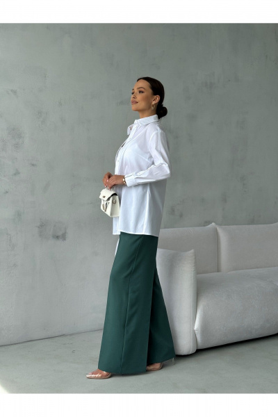 Блузка прямого силуэта с застежкой на планке и воротником-стойкой Dilana VIP 2062 белый - фото 10