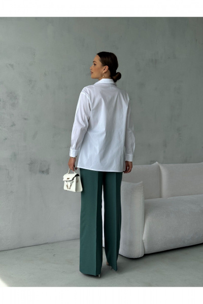 Блузка прямого силуэта с застежкой на планке и воротником-стойкой Dilana VIP 2062 белый - фото 9