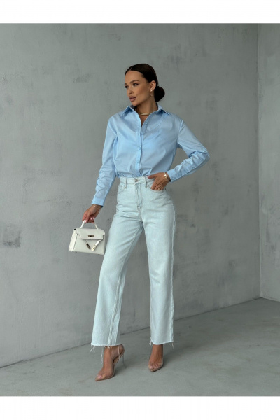 Блузка с рукавом три четверти и застежкой на пуговицах Dilana VIP 2062 голубой - фото 13