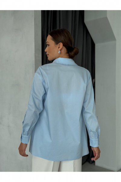 Блузка с рукавом три четверти и застежкой на пуговицах Dilana VIP 2062 голубой - фото 6