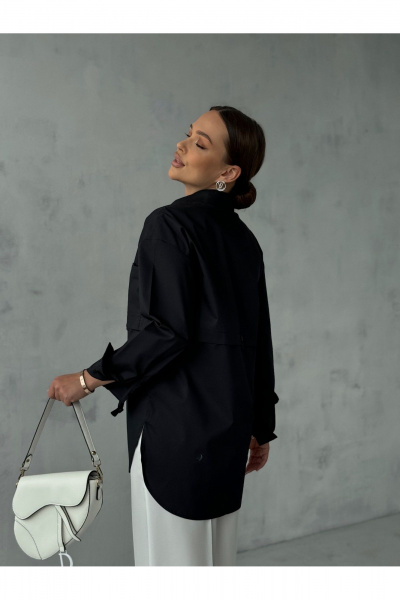 Блузка с вытачками и воротником-стойкой для делового повседневного образа Dilana VIP 2063 черный - фото 16