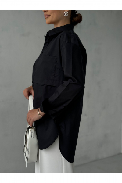 Блузка с вытачками и воротником-стойкой для делового повседневного образа Dilana VIP 2063 черный - фото 15