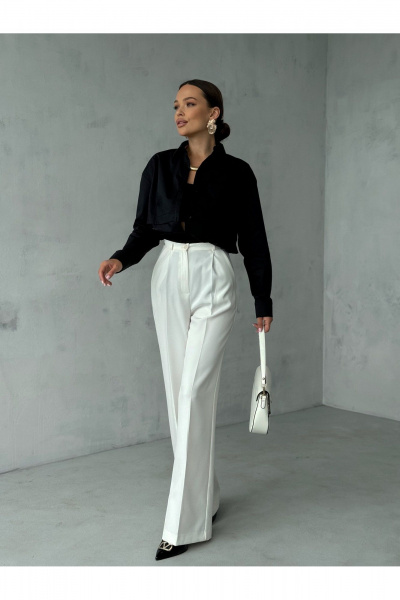 Блузка с вытачками и воротником-стойкой для делового повседневного образа Dilana VIP 2063 черный - фото 12