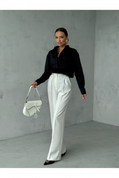 Блузка с вытачками и воротником-стойкой для делового повседневного образа Dilana VIP 2063 черный - фото 11