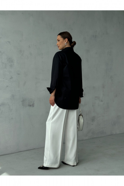 Блузка с вытачками и воротником-стойкой для делового повседневного образа Dilana VIP 2063 черный - фото 6