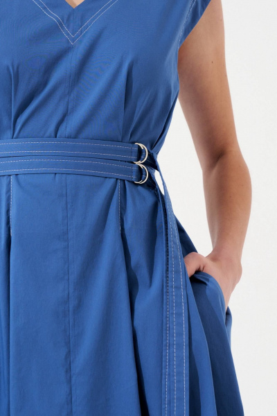 Платье А-силуэта из хлопкового текстиля с карманами Morozov Amavie 1.2001_A1_Fritzi синий - фото 3