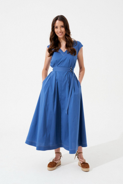 Платье А-силуэта из хлопкового текстиля с карманами Morozov Amavie 1.2001_A1_Fritzi синий - фото 1