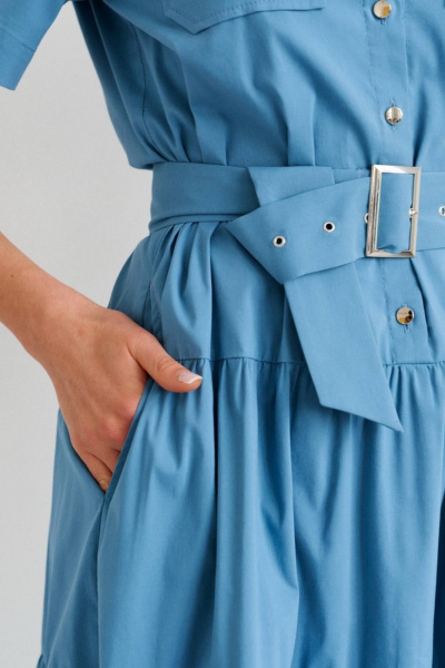 Платье А-силуэта из хлопка с воланами и карманами Morozov Amavie 1.2007_A1_Tao голубой - фото 6
