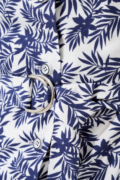 Платье приталенное из цветного хлопка с глубоким V-вырезом Morozov Amavie 1.2011_A1_Aldora синие цветы - фото 4