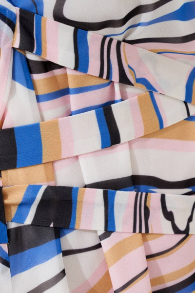 Платье из шифона с длинным поясом и V-образным вырезом Morozov Amavie 1.2022_A2_Ari мултиколор синий - фото 4