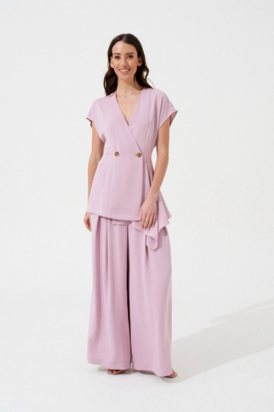 Брюки палаццо из легкого текстиля с складками и поясом Morozov Amavie 4.1949_A1_Sasha пастельно-розовый - фото 3
