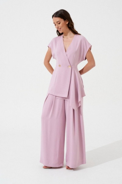 Брюки палаццо из легкого текстиля с складками и поясом Morozov Amavie 4.1949_A1_Sasha пастельно-розовый - фото 2