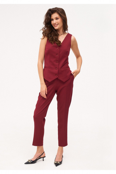 3-предметный костюм из вискозы с декоративным шагом KaVaRi 8016.7 бордо - фото 4