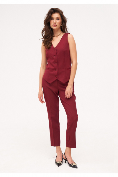 3-предметный костюм из вискозы с декоративным шагом KaVaRi 8016.7 бордо - фото 2
