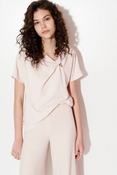 Блуза из текстиля со спущенным рукавом и узлом спереди Morozov Amavie 6.2001_A1_Fritzi бежевый - фото 1