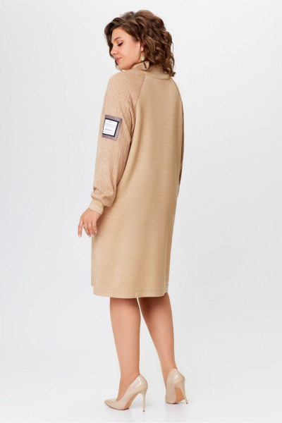 Демисезонное платье из трикотажа с длиной 88 см DaLi 8019 песок - фото 4