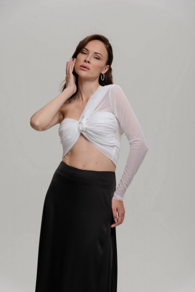 Белое платье-халат из льна свободного кроя с поясом JuNi Brand TP-WH-FL-S-04 белый - фото 1