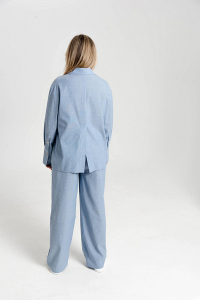 Голубые летние повседневные брюки из хлопка с резинкой JuNi Brand БР-001 голубой - фото 2