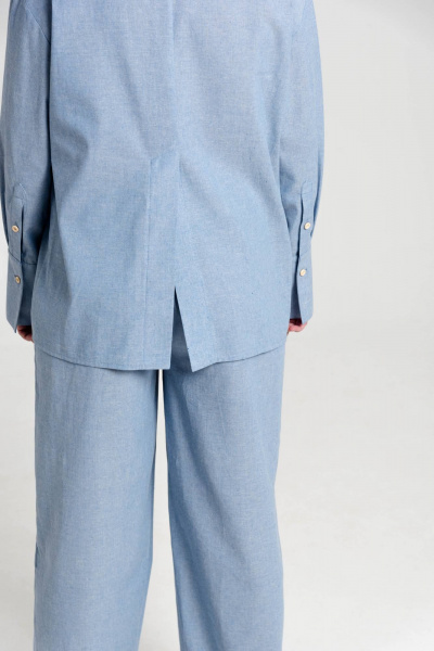 Голубая рубашка оверсайз из хлопка с воротником-стойкой JuNi Brand РШ-001 голубой - фото 2