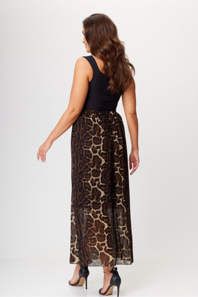 Бежево-коричневая шифоновая юбка в пол с разрезом AXXA 3008 А - фото 2