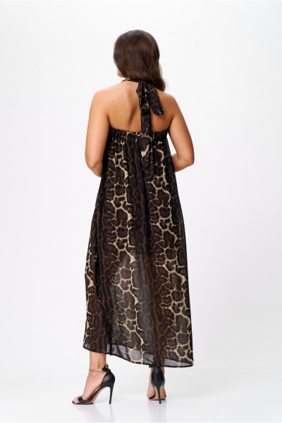 Макси сарафан из шифона с разрезом и бретелями-завязками AXXA 55209 - фото 5