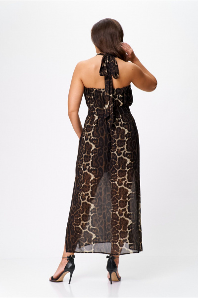 Макси сарафан из шифона с разрезом и бретелями-завязками AXXA 55209 - фото 4