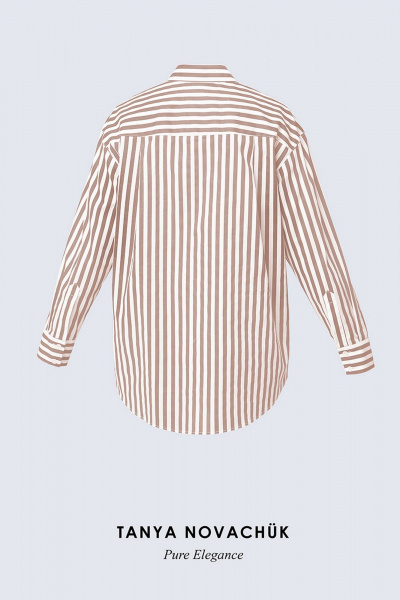 Оверсайз бежево-белая рубашка из поплина с застежкой-под задачей TANYA NOVACHUK 6.002/BG - фото 10