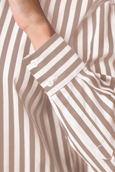 Оверсайз бежево-белая рубашка из поплина с застежкой-под задачей TANYA NOVACHUK 6.002/BG - фото 8