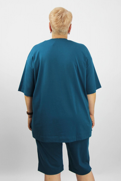 Бирюзовый комплект майки и шорт из трикотажа для лета Полесье С0208-23 4С0758-Д43 164 морская_волна - фото 3