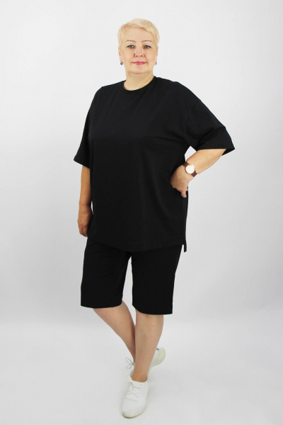 Черный комплект майки и шорт из хлопка и трикотажа Полесье С0208-23 4С0758-Д43 164 черный - фото 1