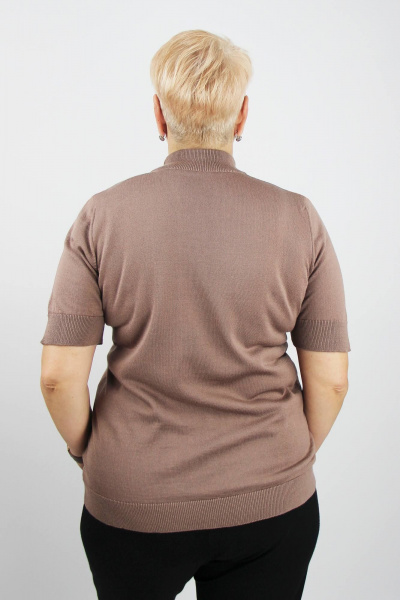 Демисезонный полуприлегающий свитер из хлопка с воротником-стойкой Полесье С3548-19 0С2035-Д43 158,164 светло-коричневый - фото 3