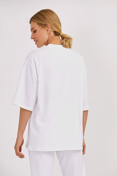 Круглогодичный белый джемпер oversize с печатью и спущенной линией плеча KOSKA 603 - фото 3