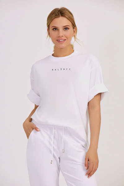 Круглогодичный белый джемпер oversize с печатью и спущенной линией плеча KOSKA 603 - фото 1