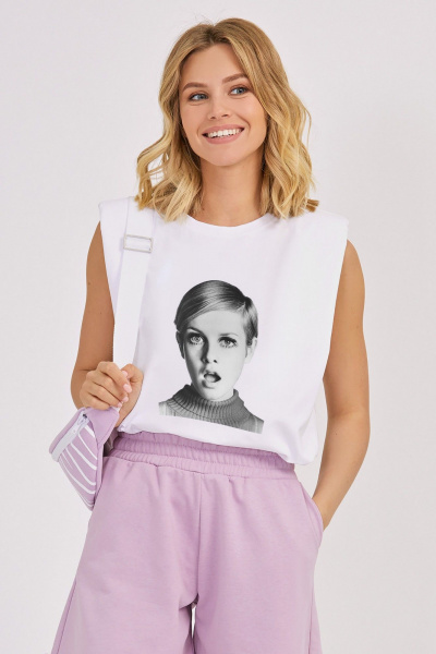 Джемпер свободный крой с плечевыми накладками и печатью KOSKA 622 - фото 1