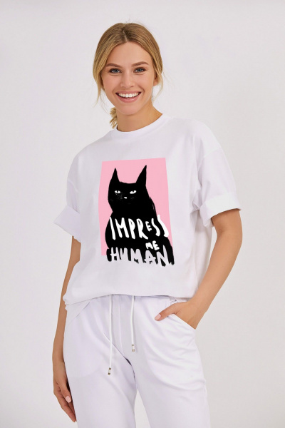 Джемпер oversize с спущенной линией плеча и печатью KOSKA 624 - фото 1