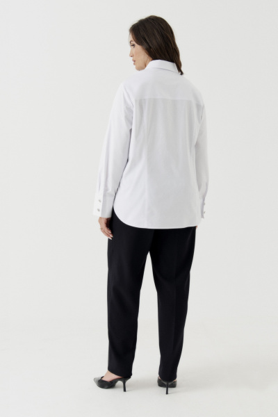 Блуза классический силуэт с отложным воротником и рельефами Панда 191140w белый - фото 5