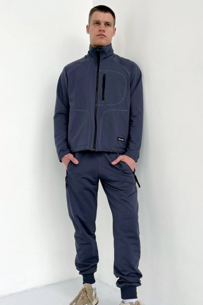 Спортивный костюм брюки и толстовка с карманами ТОЧНО 196-2_62-2 фуме - фото 1