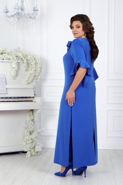 Брюки и туника нарядный комплект для женщин больших размеров Ninele 6010 василек - фото 11