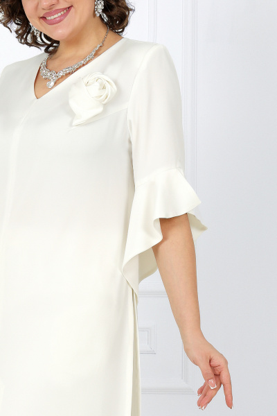 Брюки и туника нарядный комплект из сатина для полных Ninele 6010 молочный - фото 4