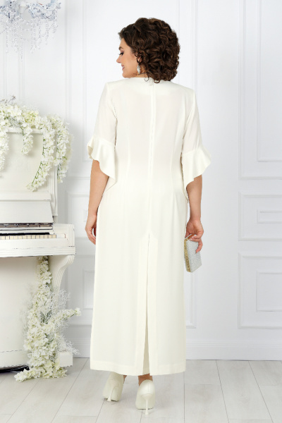 Брюки и туника нарядный комплект из сатина для полных Ninele 6010 молочный - фото 8