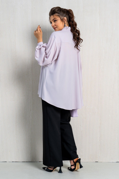 Деловая блуза с воротником аскот и пышными рукавами Aira Style 24-052 сирень - фото 10
