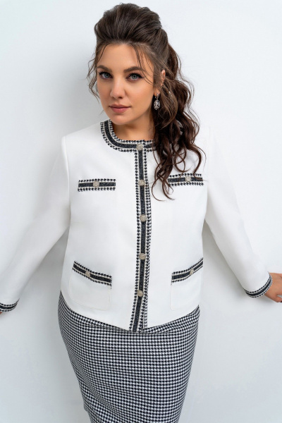 Жакет, юбка Aira Style 24-16 молочно-серый - фото 7