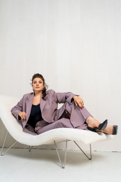 Розовый женский костюм 2-ка с жакетом и брюками. Aira Style 24-26 пыльная роза - фото 16